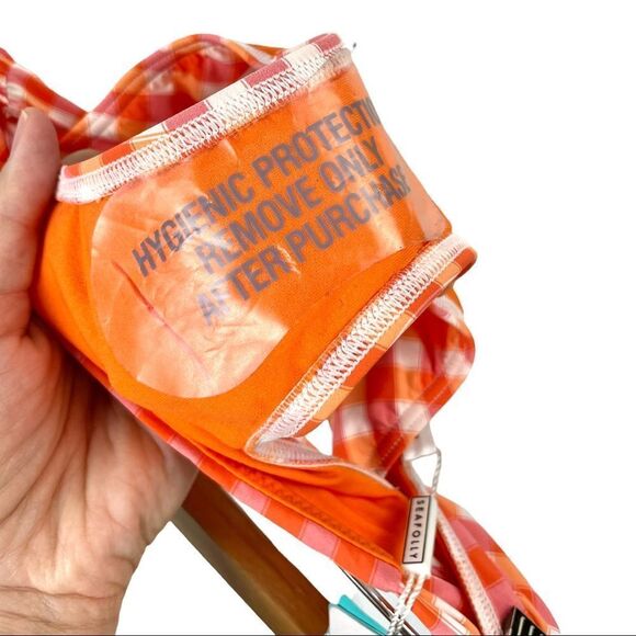 NWT Seafolly Sophia Hipster Side Tie Tangerine Gingham Bikini Bottoms AUS 8/ US4 - Picture 5 of 6